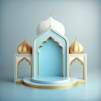 3d geven illustratie van moskee stadium voor podium of Ramadan Product Scherm foto