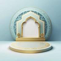 3d geven illustratie van moskee stadium voor podium of Ramadan Product Scherm foto