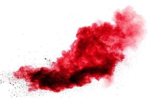 rode poederexplosie op witte achtergrond. foto