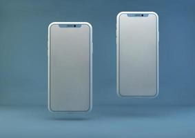 smartphone frameloos model. 3d geven van merk nieuw iphone in zilver kleur - sjabloon met blanco scherm voor toepassing presentatie. foto