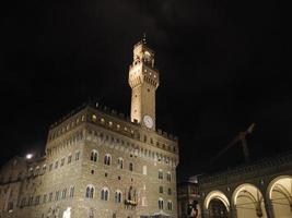 Florence signoria plaats palazzo vecchio Bij nacht foto