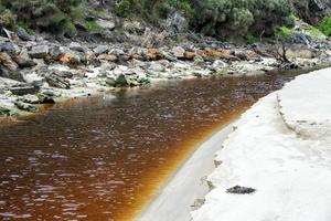 wit zand ijzer geel rivier- in Australië foto