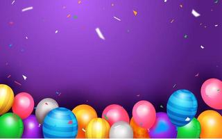 gelukkig verjaardag achtergrond met ballon en confetti foto