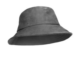zwart emmer hoed geïsoleerd Aan wit achtergrond foto
