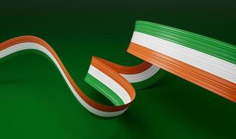 golvend lint of banier met vlag van Ierland. sjabloon voor onafhankelijkheid dag 3d illustratie foto