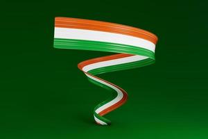 golvend lint of banier met vlag van Ierland. sjabloon voor onafhankelijkheid dag 3d illustratie foto