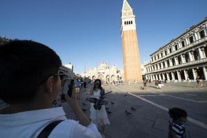 Venetië, Italië - september 15 2019 - san marco plaats vol van toerist foto