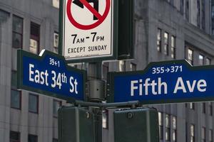 vijfde Laan teken nieuw york oosten- 34e straat foto