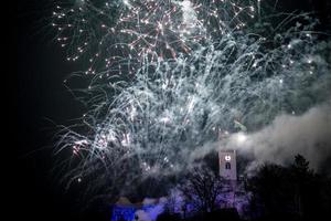 ljubljana kasteel gelukkig nieuw jaar vuurwerk foto