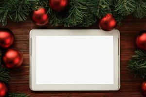 vrolijk kerstfeest tabletcomputer mockup foto