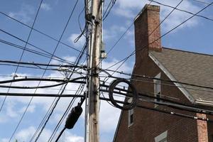 elektrisch kabels Aan oud Maryland huizen foto