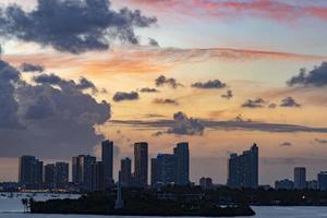 zonsondergang Miami downtown visie panorama foto