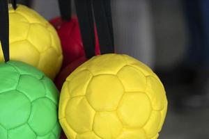 veel kleuren voetbal ballen hond speelgoed- foto