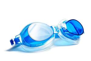 blauw zwemmen stofbril geïsoleerd Aan wit achtergrond foto