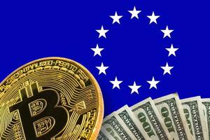 gouden bitcoin virtueel geld foto
