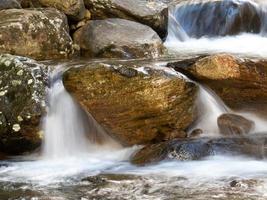 mooi waterval met wazig kristallijn wateren gefotografeerd in lang blootstelling foto