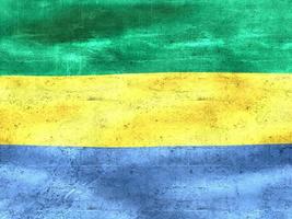 vlag van gabon - realistische wapperende stoffen vlag foto
