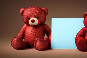 romantisch papier decoratie met een teddy beer en liefde brief foto