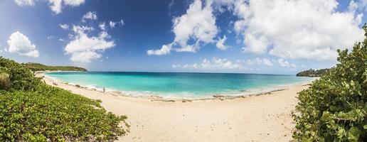 visie Aan tropisch strand Aan de caraïben eiland st. maarten gedurende dag foto