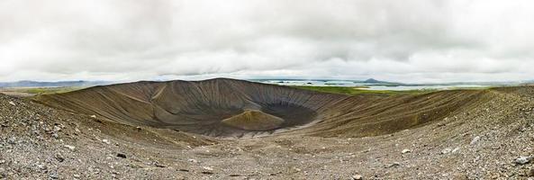 panoramisch afbeelding van hverfjall vulkaan krater Aan IJsland in zomer gedurende dag foto