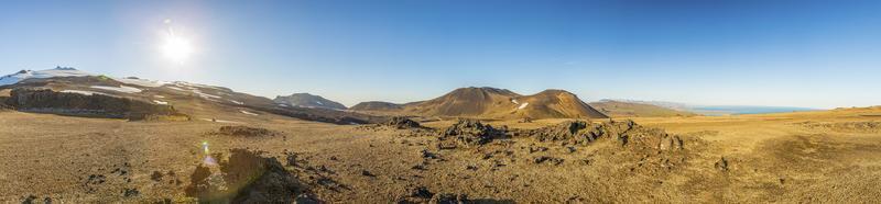 panoramisch visie van snaefellsjoekull vulkaan over- de snaefells schiereiland Aan IJsland in zomer gedurende dag foto