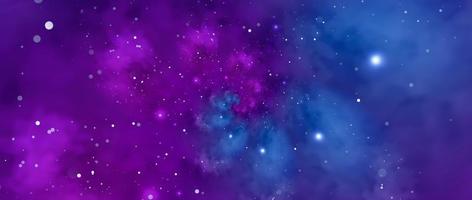 diepe ruimteachtergrond met sterren en nevel in blauw en paars foto