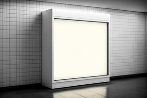 licht doos Scherm met wit blanco ruimte voor advertentie, metro mock-up ontwerp foto