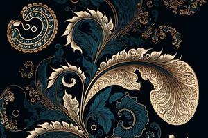 paisley naadloos vector patroon, wijnoogst achtergrond in batik stijl foto