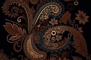 paisley naadloos vector patroon, wijnoogst achtergrond in batik stijl foto