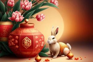 Chinese nieuw jaar viering met konijn foto