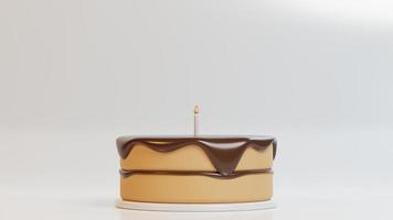 3d schattig verjaardag taart concept Aan wit achtergrond. 3d renderen icoon foto