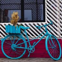 wijnoogst stijl blauw geschilderd fiets foto