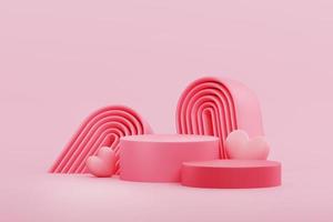 Valentijnsdag dag concept. roze minimaal podium tafereel. Product presentatie 3d illustratie foto