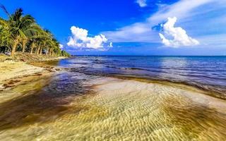 tropisch mexicaans strand helder turkoois water playa del carmen mexico. foto