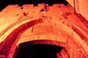 de jaffa poort Bij nacht het is de hoofd toerist Ingang naar de middeleeuws Jeruzalem Israël foto