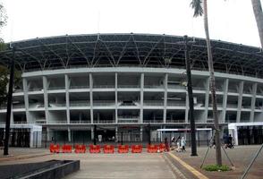 Jakarta, Indonesië - januari 21e, 2023 - gelora stop karno stadion van voorkant visie in dag tijd. foto