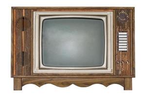 retro televisie geïsoleerd Aan wit achtergrond. knipsel pad foto