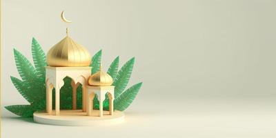 3d moskee illustratie voor Islamitisch festival groet foto