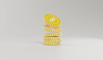 3d geven stack van goud munten, stapel van Amerikaans dollar munt, gouden geld teken van groei, inkomen, besparingen, investering, en symbool van rijkdom. bedrijf succes concept illustratie foto