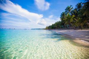 perfect tropisch strand met turkoois water en wit zand foto