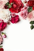 een verbijsterend beeld met een rood en roze roos bloem met een blanco ruimte in de midden, perfect voor toevoegen tekst of bedekking grafiek. deze foto is ideaal voor gebruik Aan sociaal media, websites