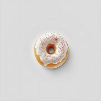 donuts Aan wit achtergrond, perfect voor reclame, verpakking, menu's, kookboeken. markeren structuur en details, schot van bovenstaande, hoge resolutie geschikt voor afdrukken, affiches, banners en meer foto