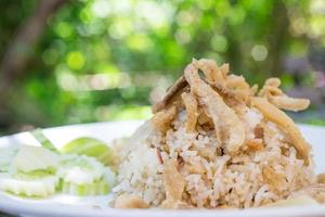 gebakken rijst, knetteren, Thais eten? foto