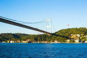 fatih sultan mehmet brug over- de Bosporus zeestraat in Istanbul, kalkoen. foto