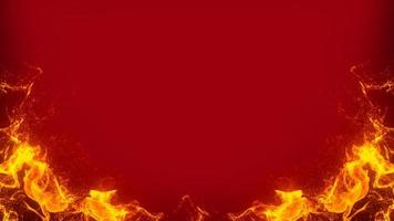 vuur frame op rode achtergrond foto
