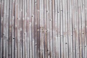 oude bruine toon bamboe plank hek textuur voor achtergrond. close-up decoratieve oude bamboe hout hek muur achtergrond
