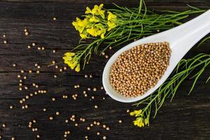 mosterd saus en bloemen en hun ingrediënten foto