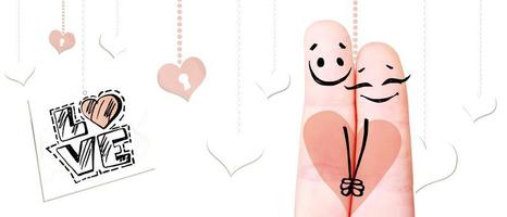 gelukkige vinger paar verliefd vieren valentijn dag. 3D illustratie. foto