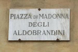 Florence piazza di Madonna degli aldobrandini marmeren teken foto