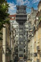 Lissabon ijzer lift de kerstman justa historisch gebouw foto